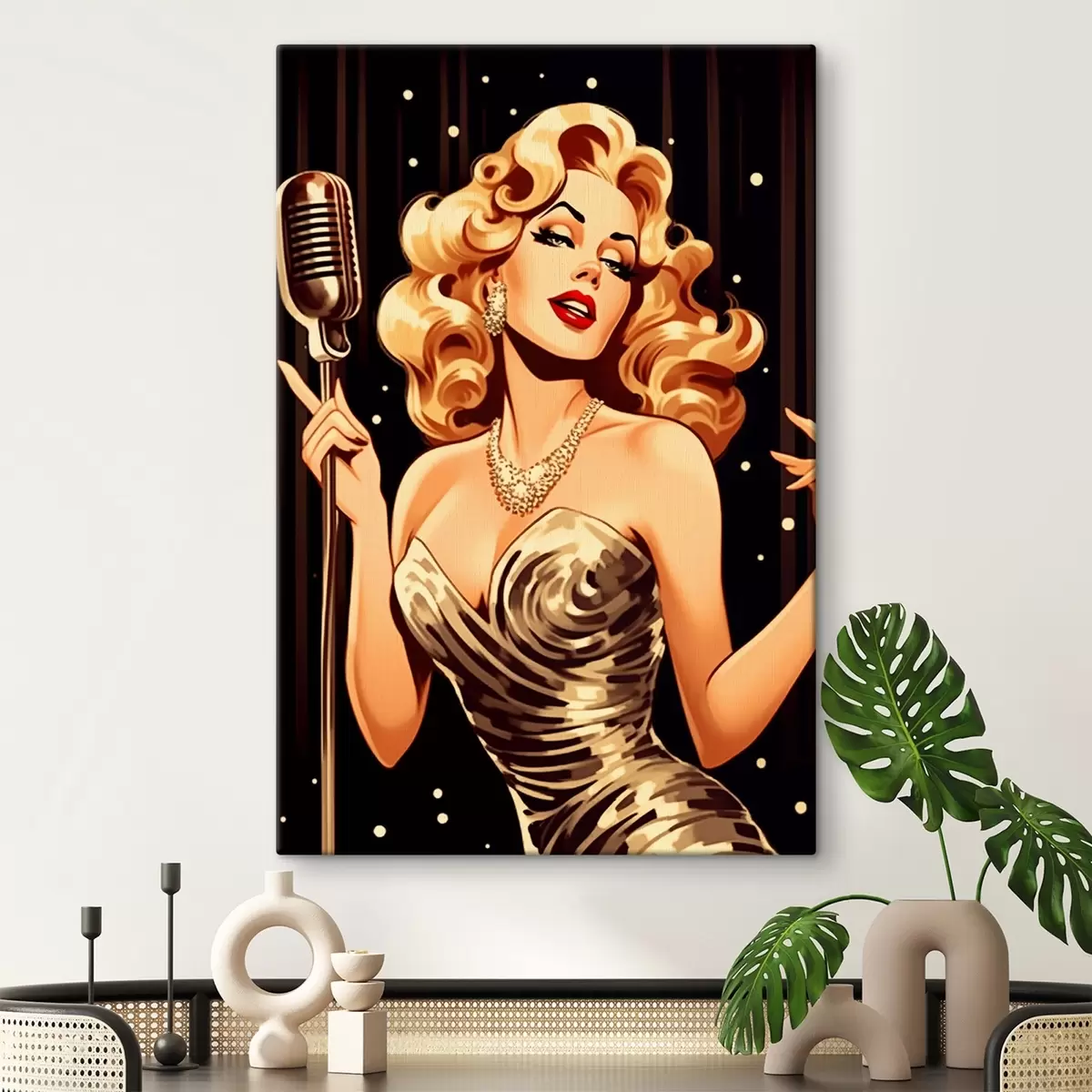 Wandbilder Mädchen mit Mikrofon s44112