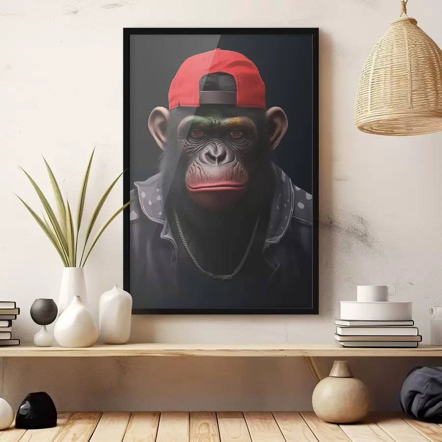 Fototapete Affe mit Mütze f44110