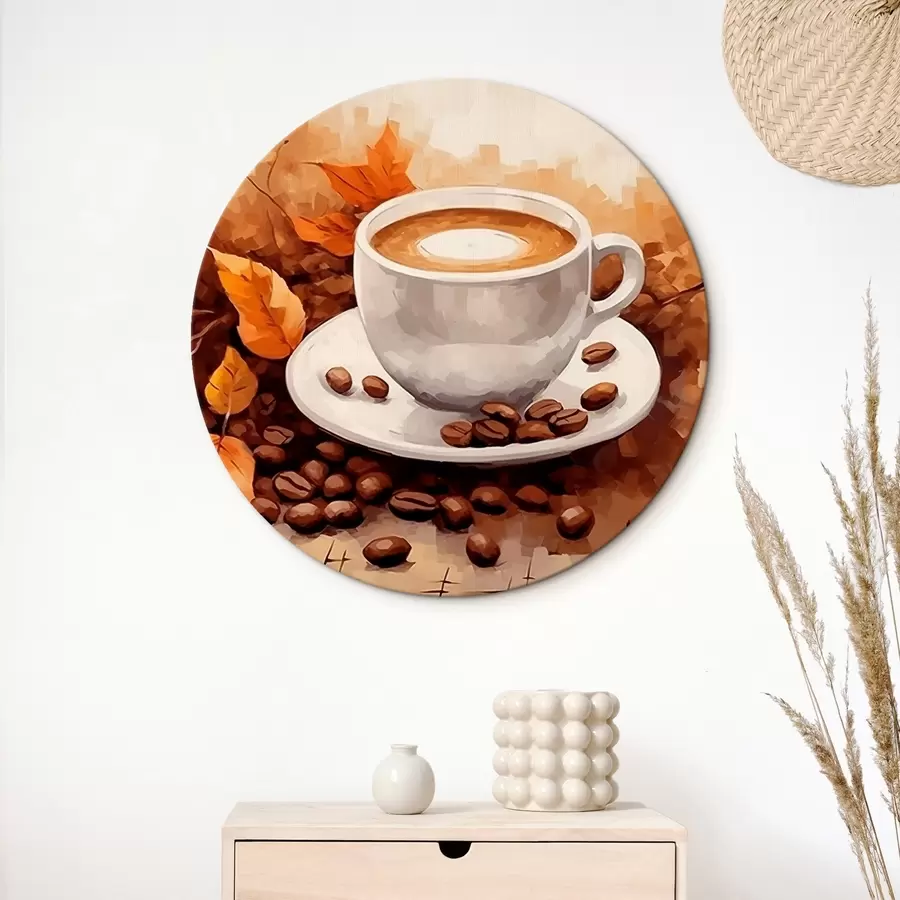 Wandbilder Tasse Kaffee und Kaffeebohnen r44116