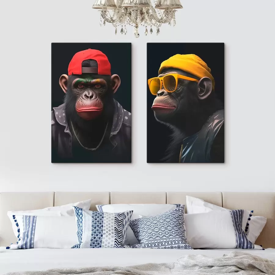 Wandbilder Harmonie, drei Gesichter, leuchtende Farben m00452