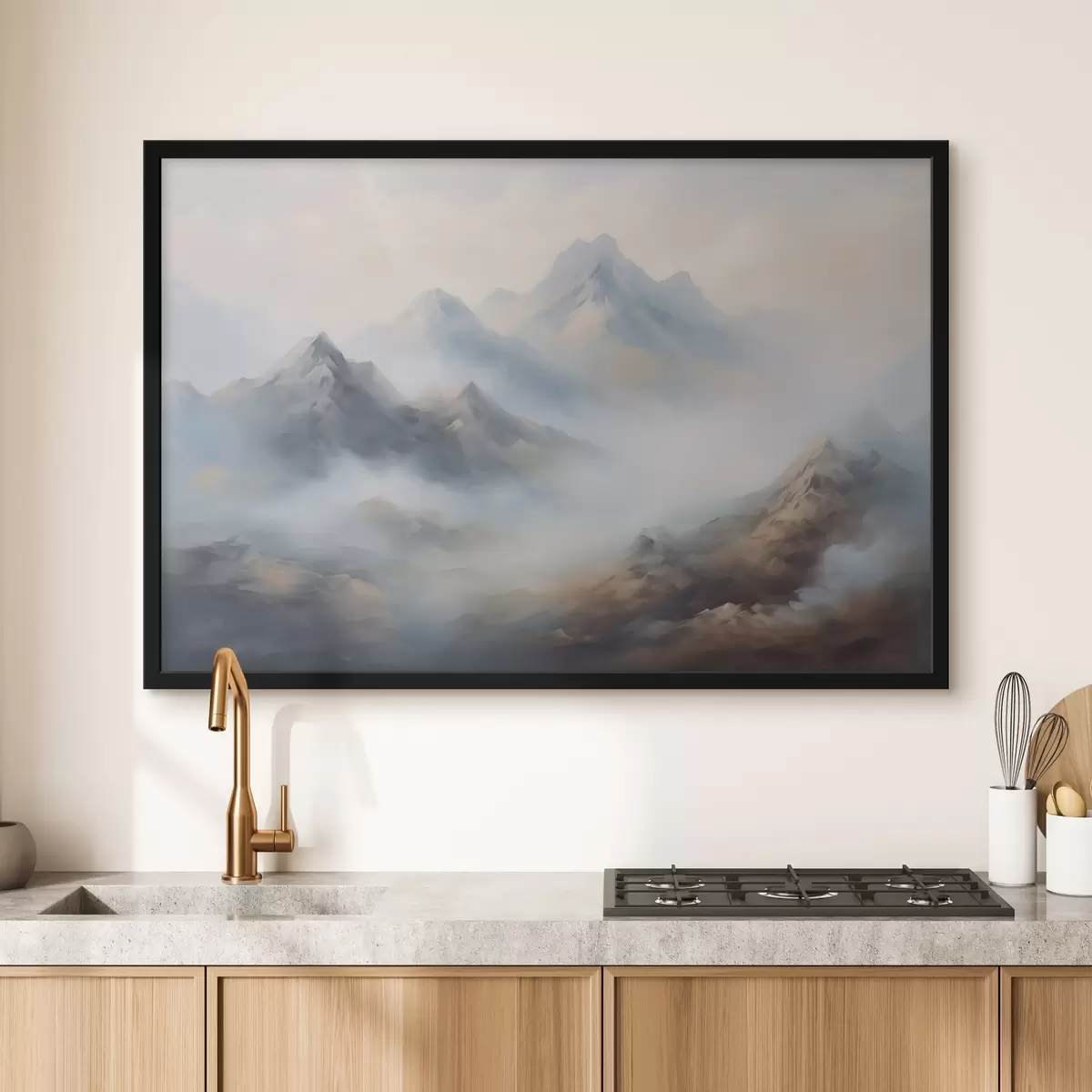 Poster Berge im Nebel in der Morgendämmerung f44121