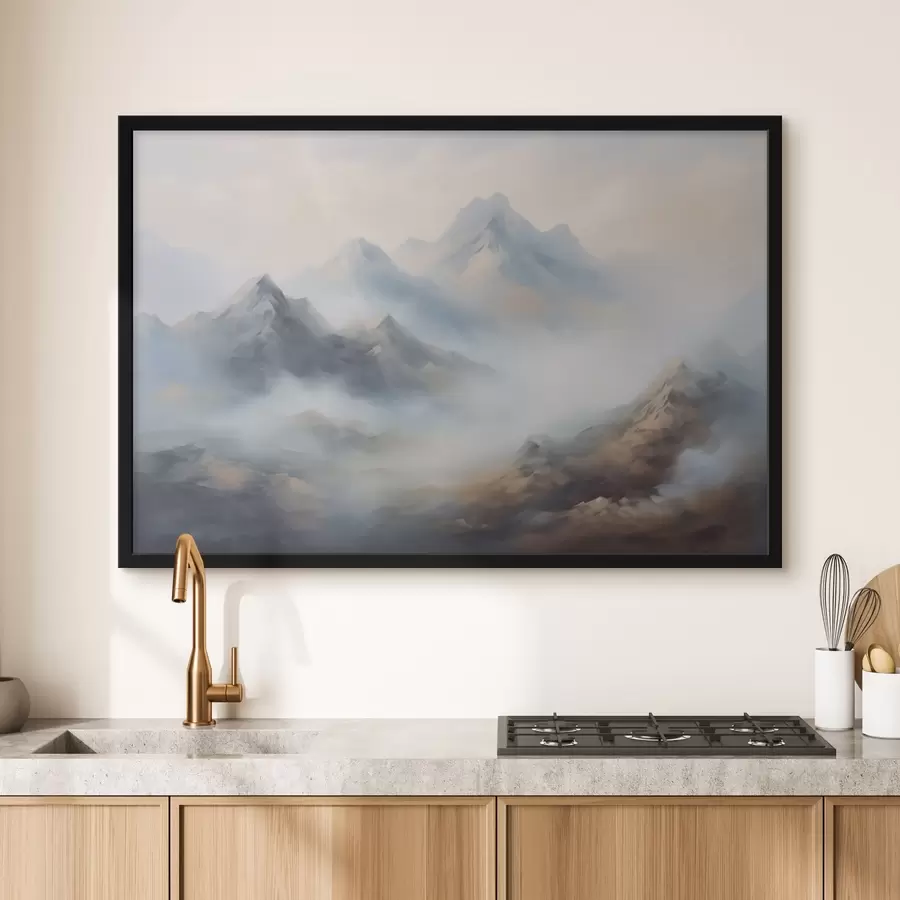 Fototapete Berge im Nebel in der Morgendämmerung f44121