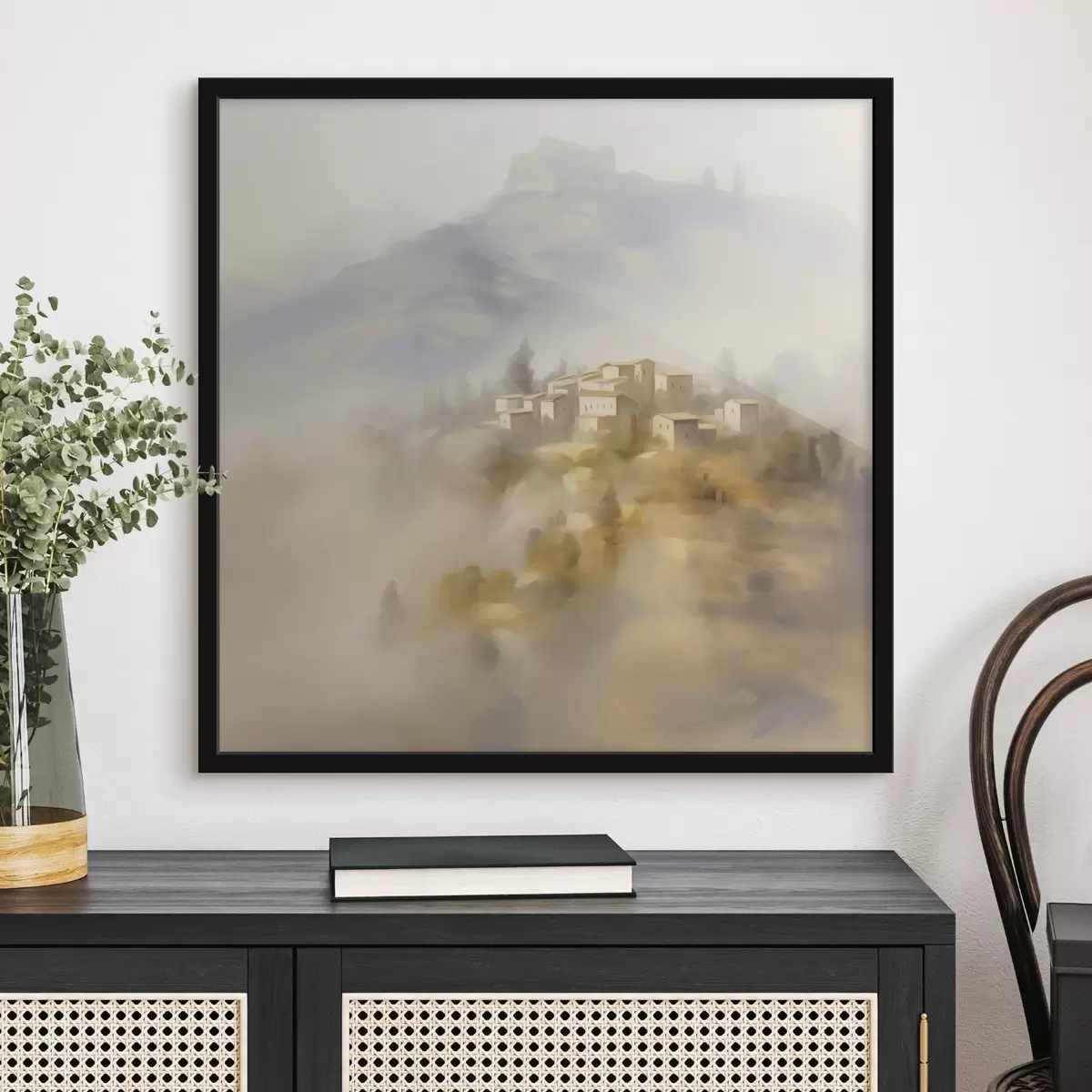 Poster Dorf vor der Kulisse der Berge f44127