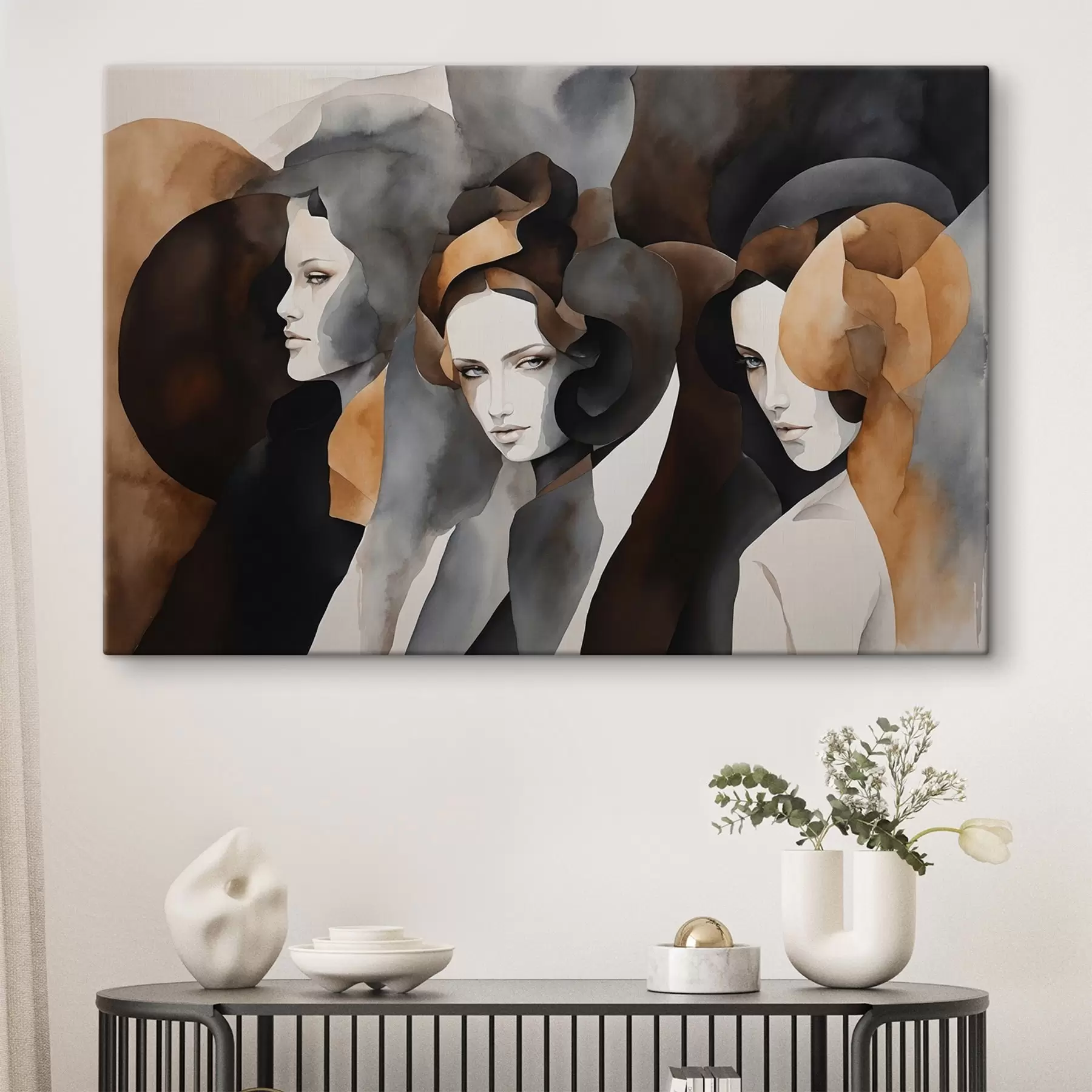 Fototapete Abstrakte Malerei mit Frauengesichtern s44060