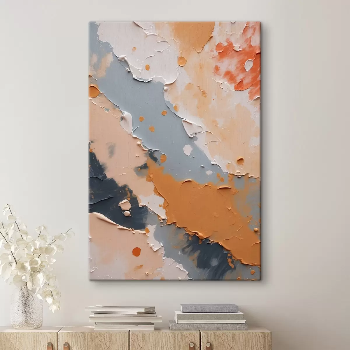 Wandbilder Abstrakte Malerei in den Farben Weiß, Gelb und Blau s44064