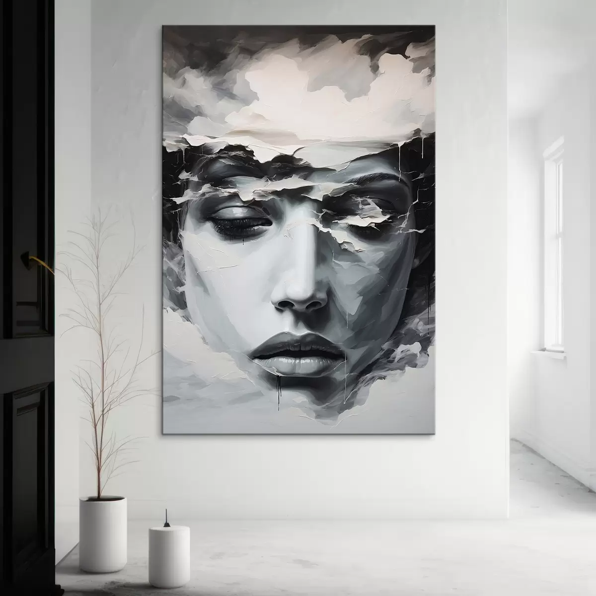 Wandbilder Abstraktes weibliches Gesicht im Stil der Acrylmalerei s44070