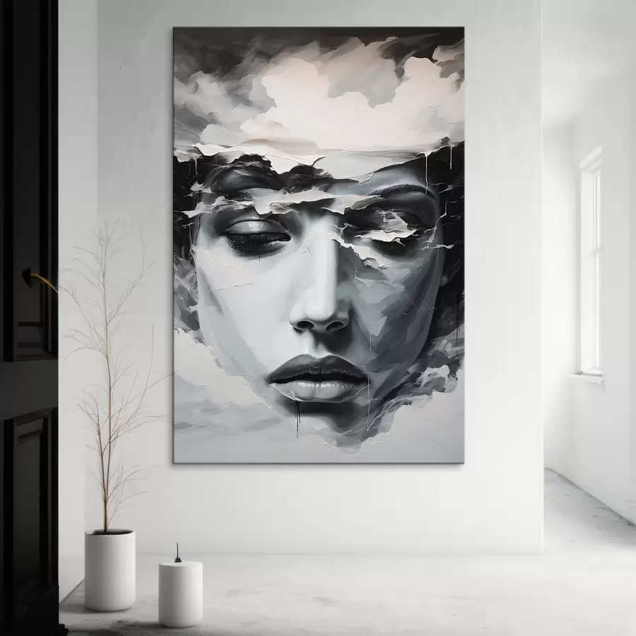 Wandbilder Abstraktes weibliches Gesicht im Stil der Acrylmalerei s44070