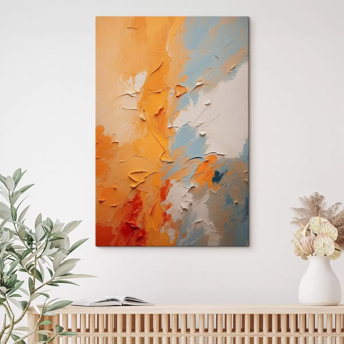 Wandbilder Abstraktes Ölgemälde mit gelben und blauen Farben s44077