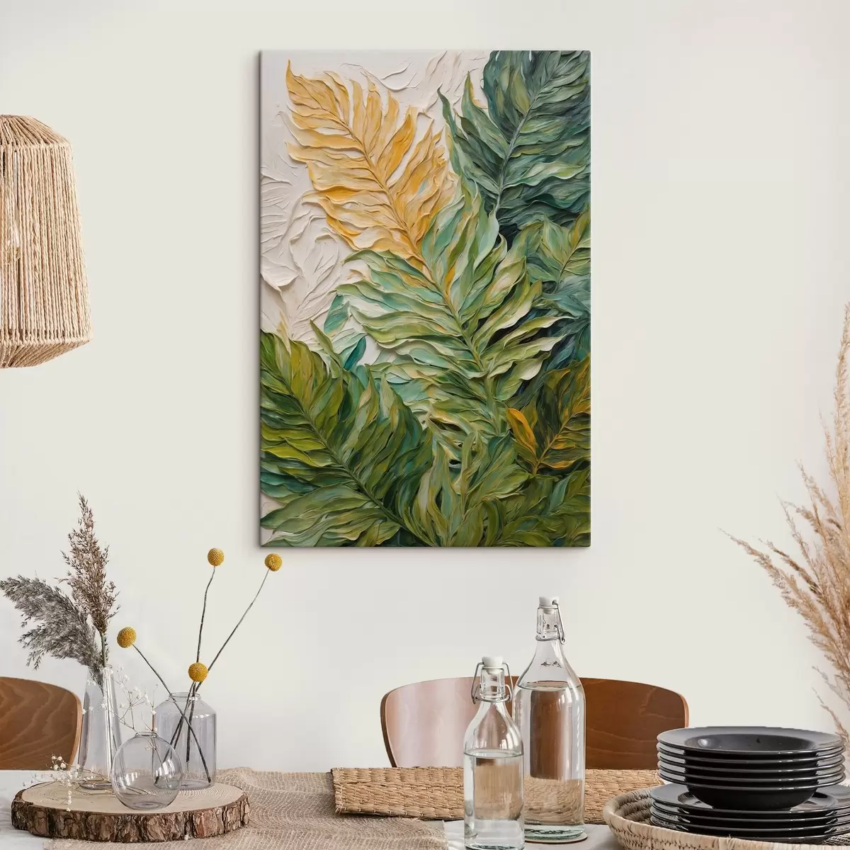 Wandbilder Tropische Blätter im Stil der Ölmalerei s44088
