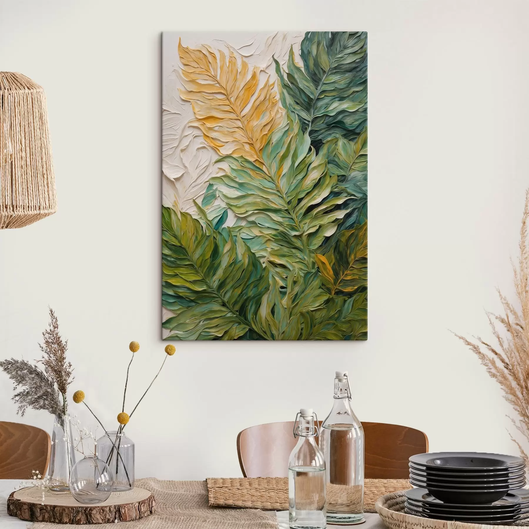 Wandbilder Tropische Blätter im Stil der Ölmalerei s44088