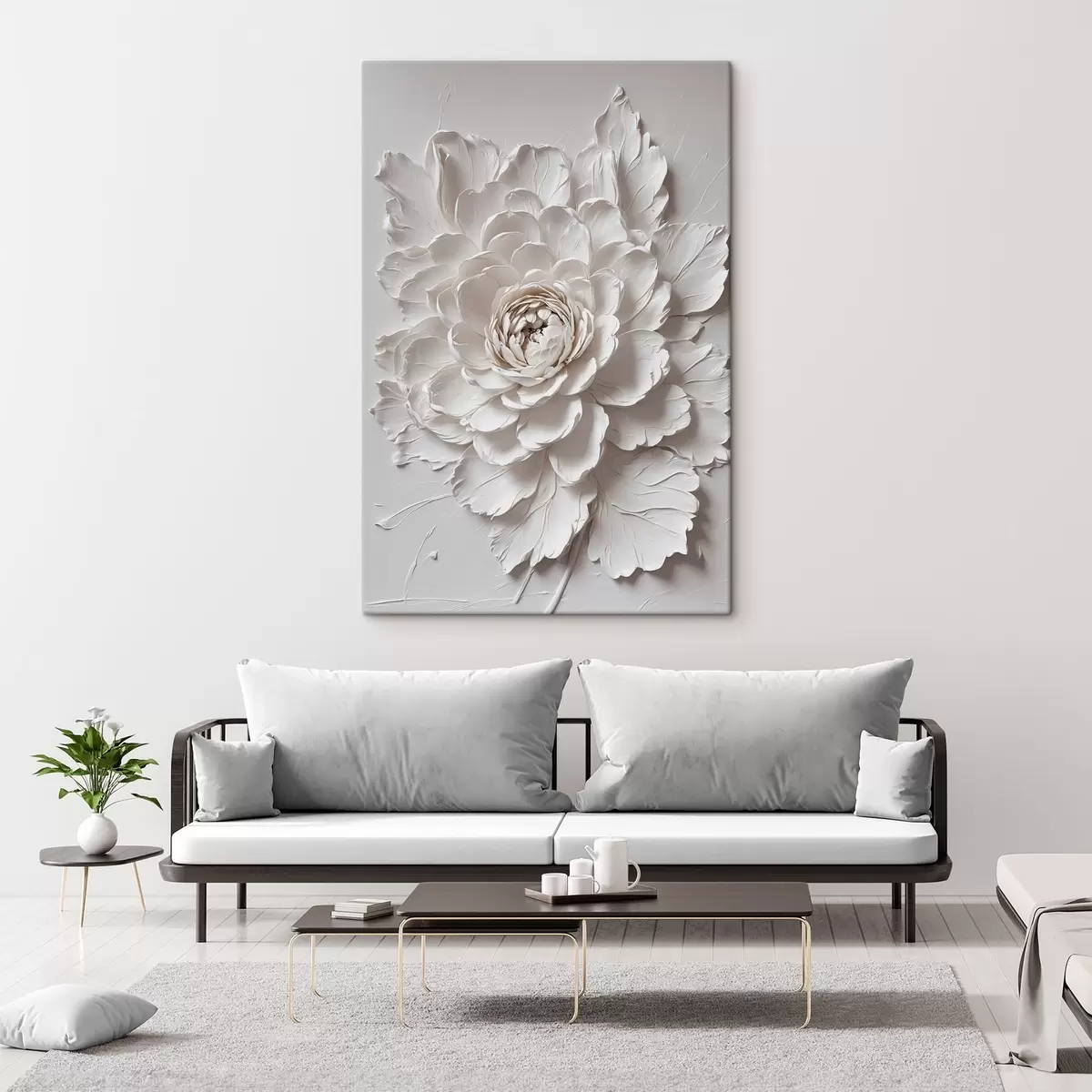 Wandbilder Weiße Blume auf weißem Hintergrund s44089