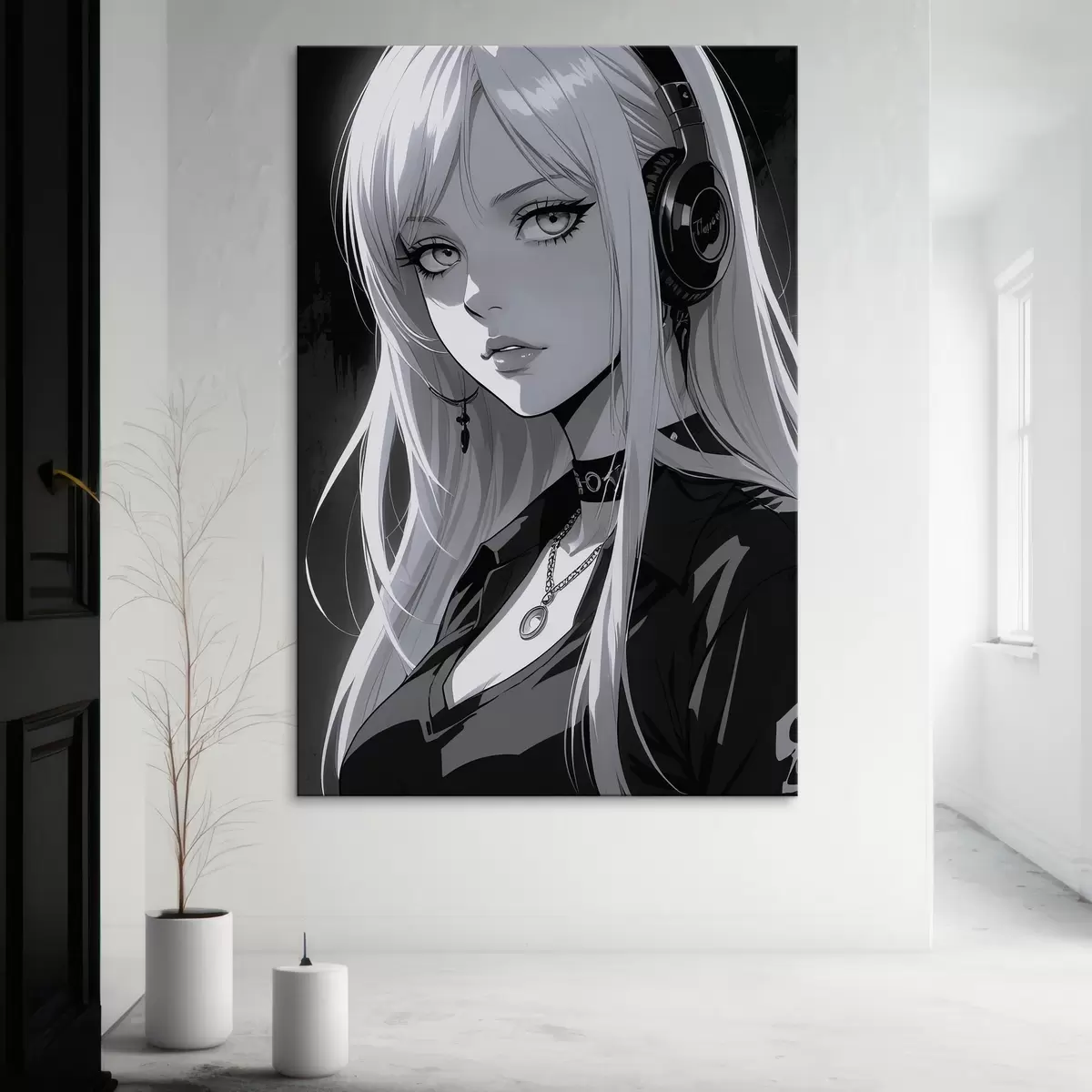 Wandbilder Poster mit Mädchen mit Kopfhörern s44102