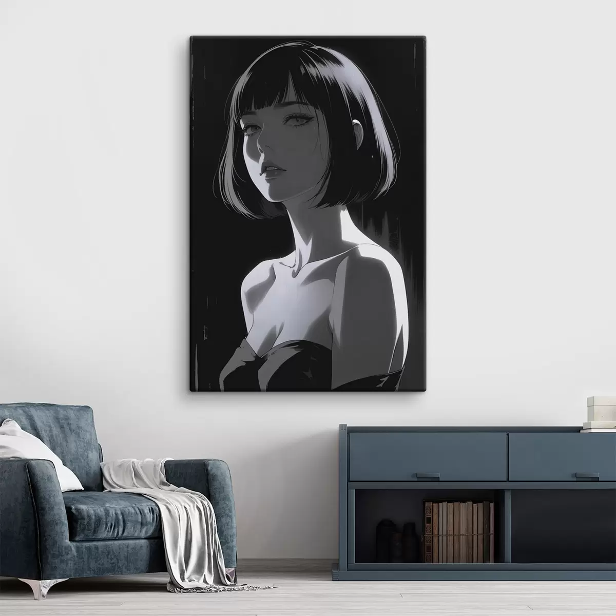 Wandbilder Poster mit Mädchen auf schwarzem Hintergrund s44103