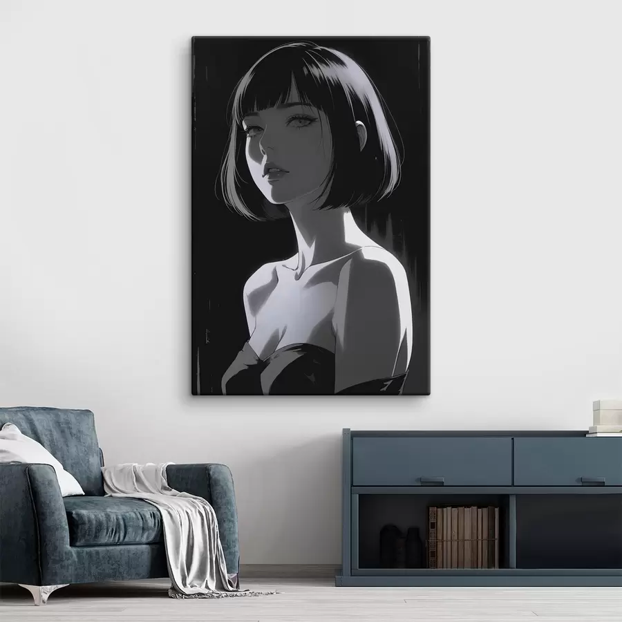 Wandbilder Poster mit Mädchen auf schwarzem Hintergrund s44103