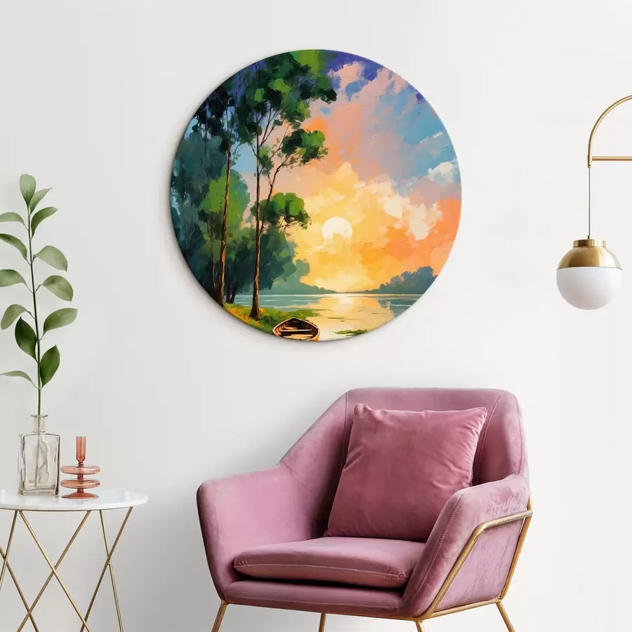 Wandbilder Boot in der Nähe einer Insel in Acrylmalerei Stil r44065