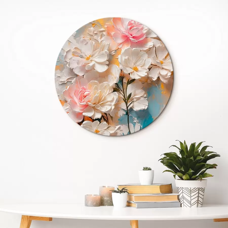 Wandbilder Weiße und rosa Blumen auf abstraktem Hintergrund r44066