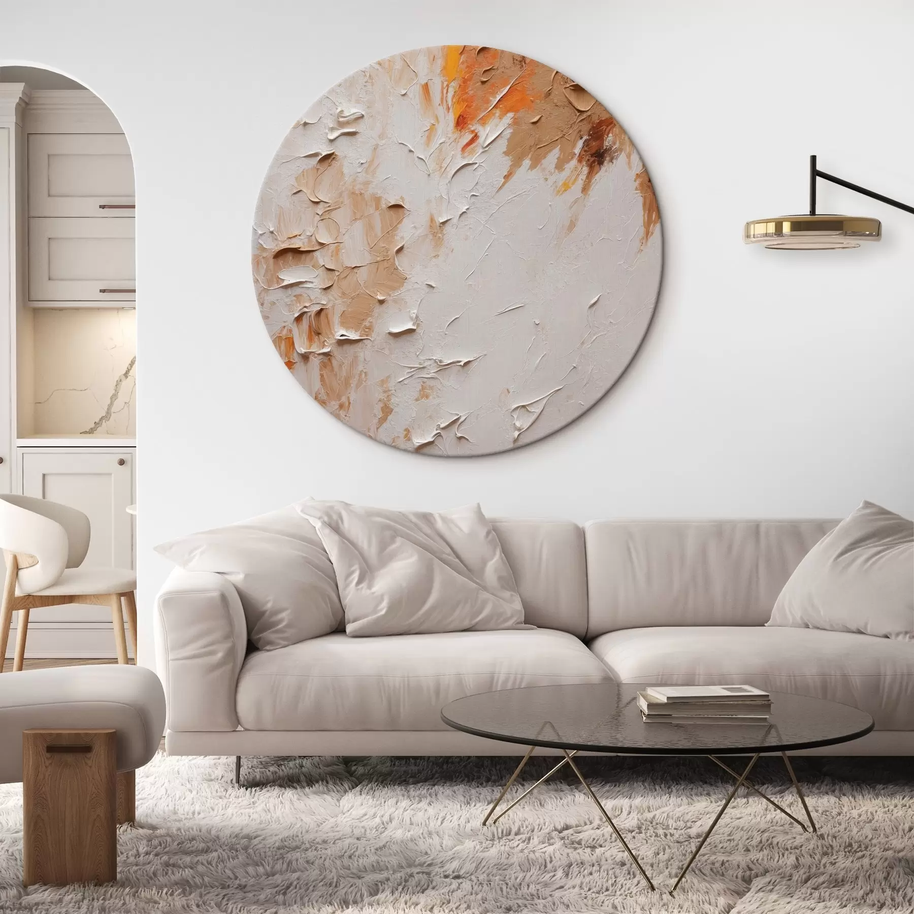 Fototapete Abstraktes Ölgemälde mit weißen und braunen Farben r44076