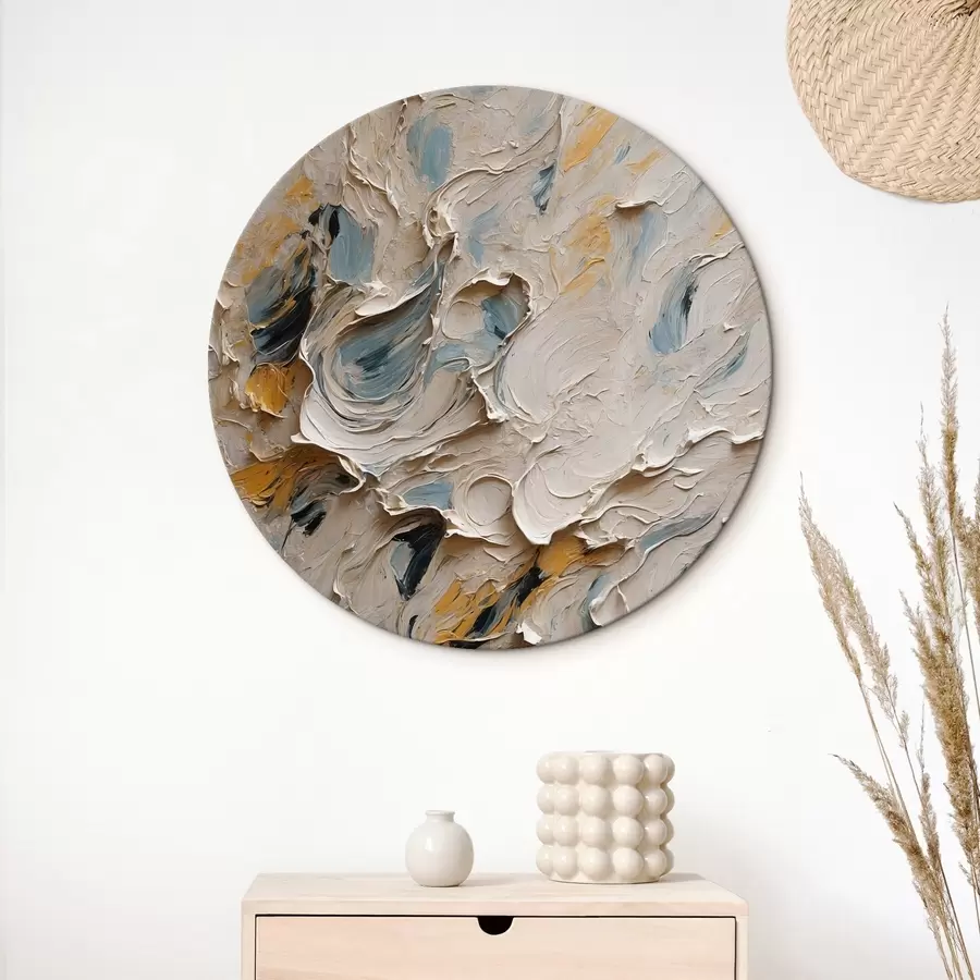 Wandbilder Abstraktes Ölgemälde in weißen und blauen Farben r44078