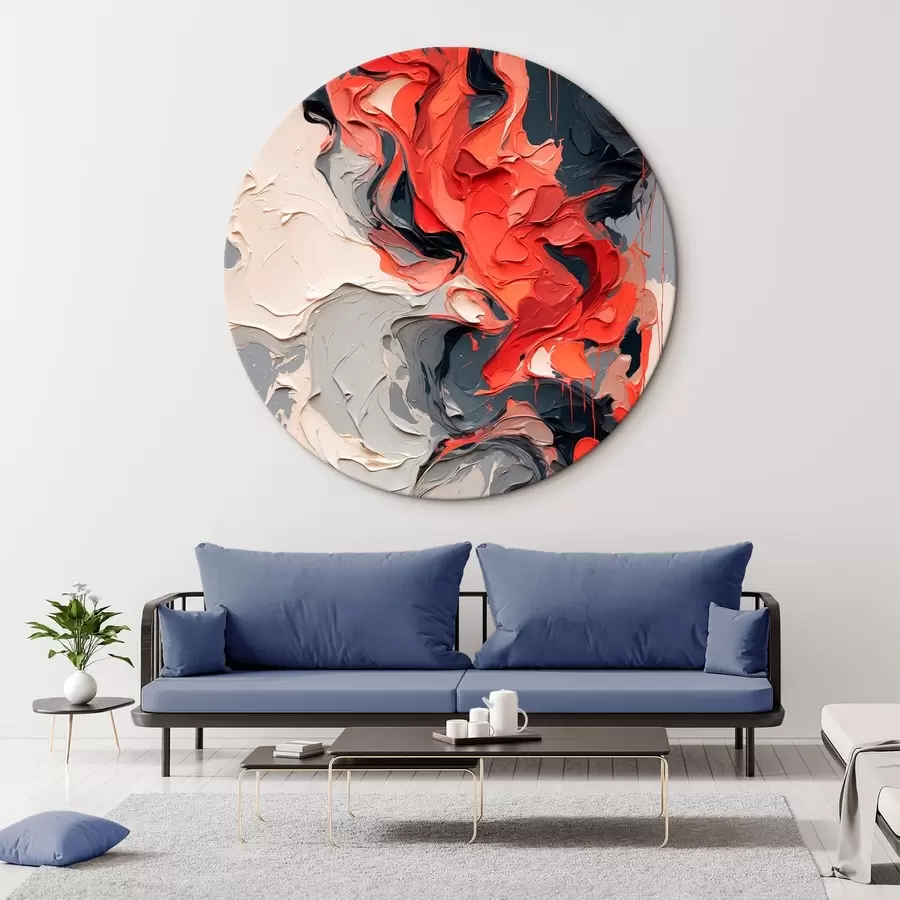 Wandbilder Abstraktes Ölgemälde in roten, schwarzen und grauen Farben r44079