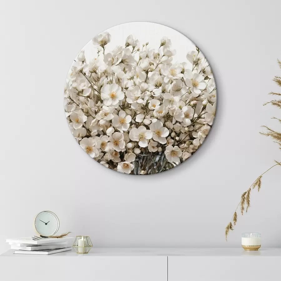 Wandbilder Weiße Blumen in transparenter Vase r44092