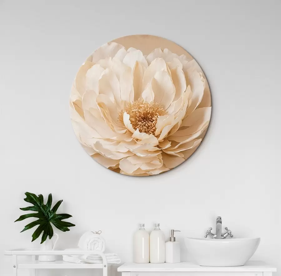 Wandbilder Weiße Blume auf beigem Hintergrund r44094