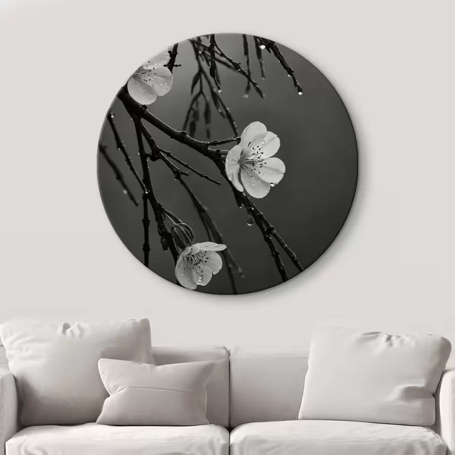 Wandbilder Blumen auf den Zweigen nach dem Regen r44098