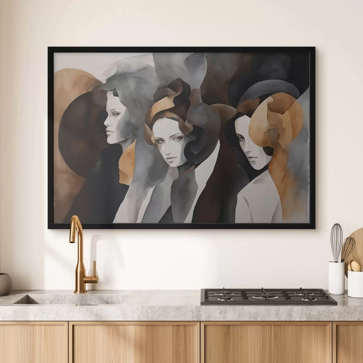 Poster Abstrakte Malerei mit Frauengesichtern f44060