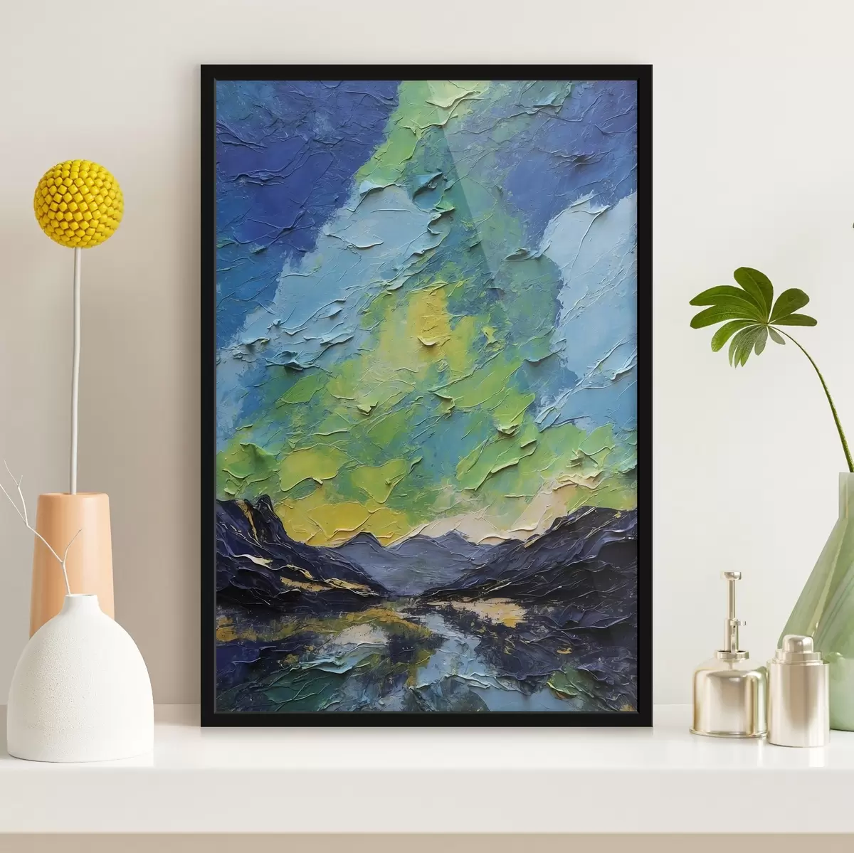 Poster Abstrakte Berge im Stil der Ölmalerei f44062