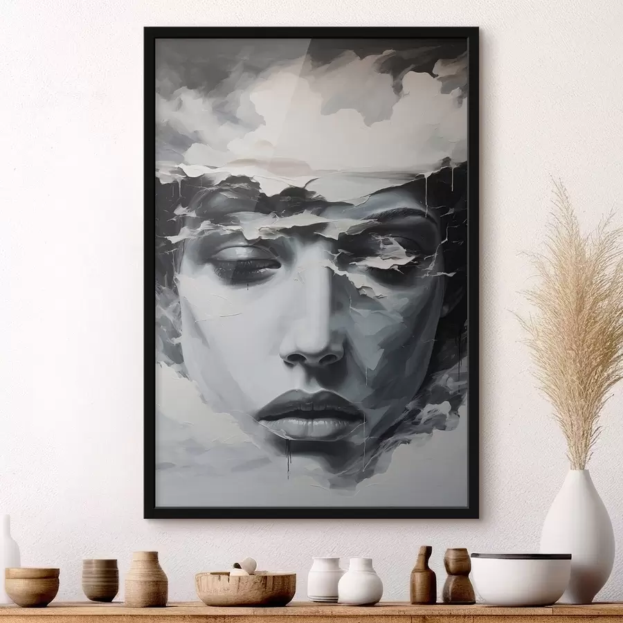 Fototapete Abstraktes weibliches Gesicht im Stil der Acrylmalerei f44070