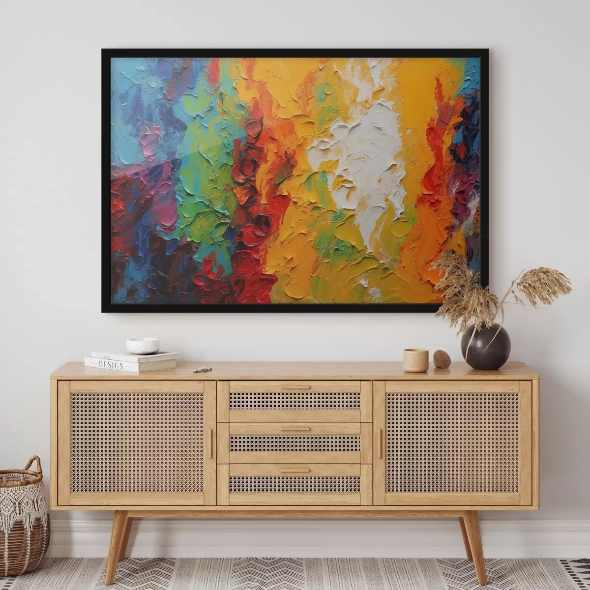 Poster Abstraktes Ölgemälde mit Regenbogenfarben f44073