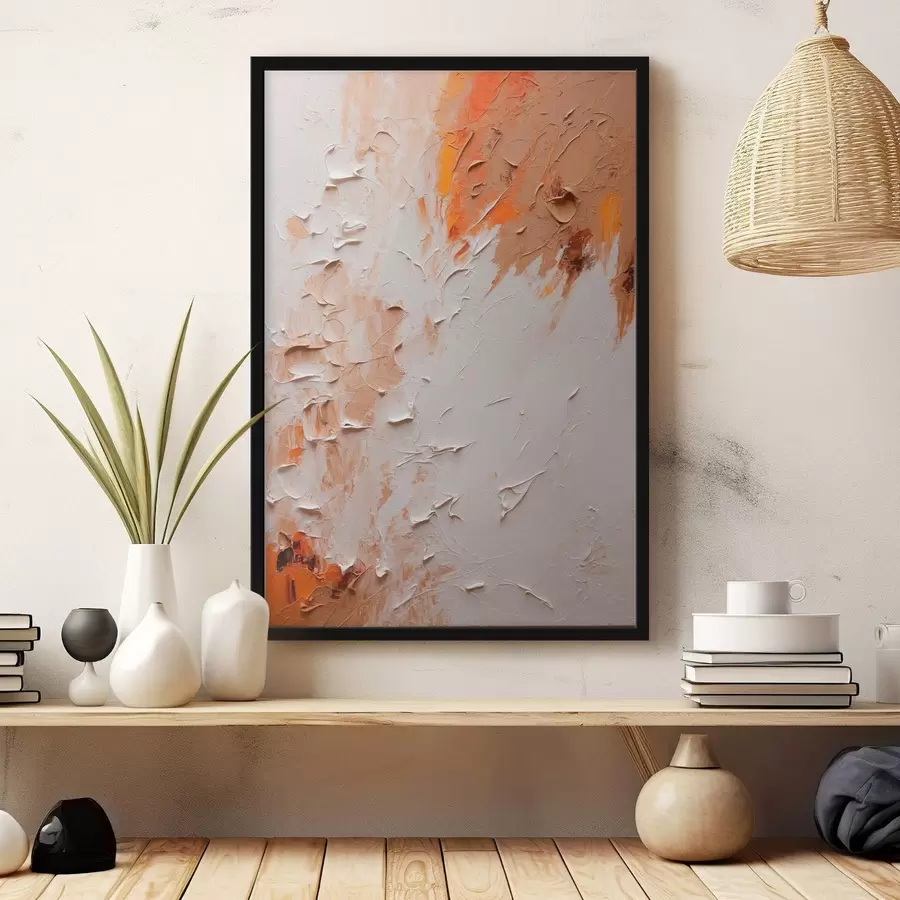 Wandbilder Abstraktes Ölgemälde mit weißen und braunen Farben f44076