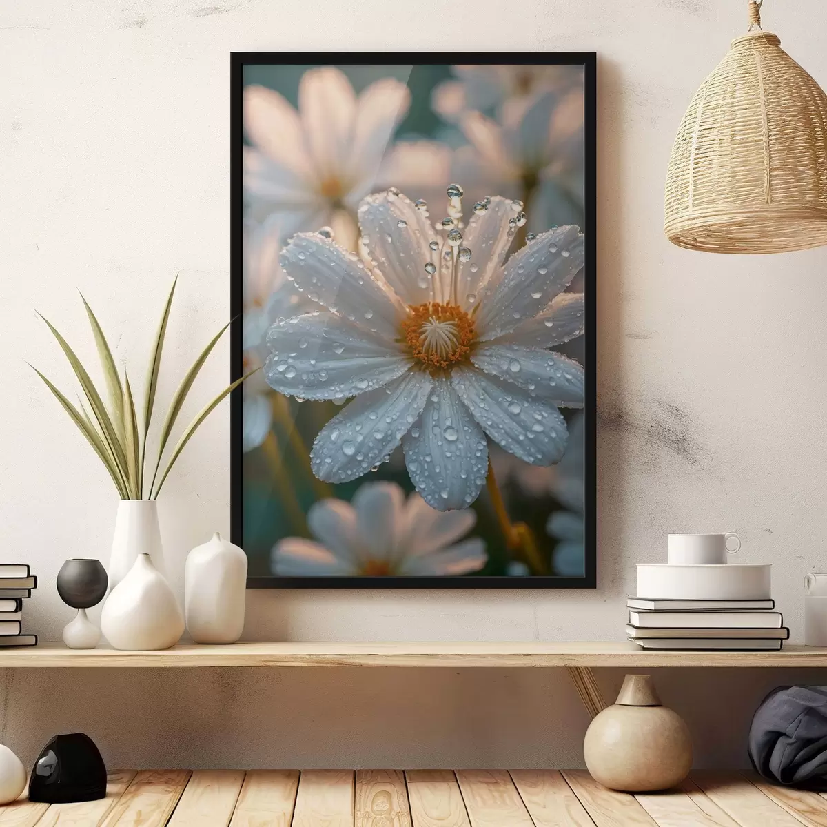 Poster Kamille mit Tau f44101