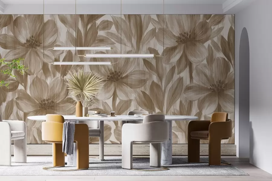 Fototapete Stilvolle Aquarellblumen w03821v1