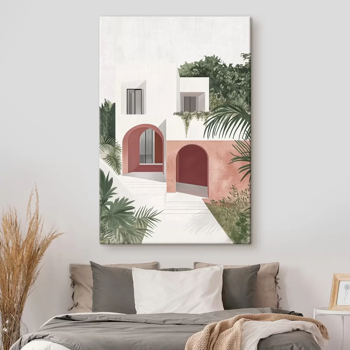 Wandbilder Villa mit tropischem Garten, mediterran, Acryl-Stil s44151