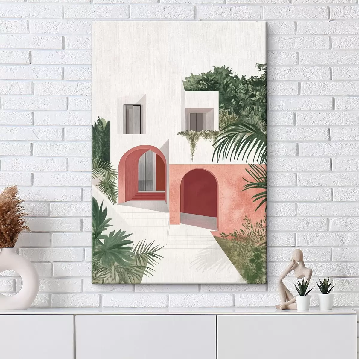 Wandbilder Villa mit tropischem Garten, mediterran, Acryl-Stil s44151