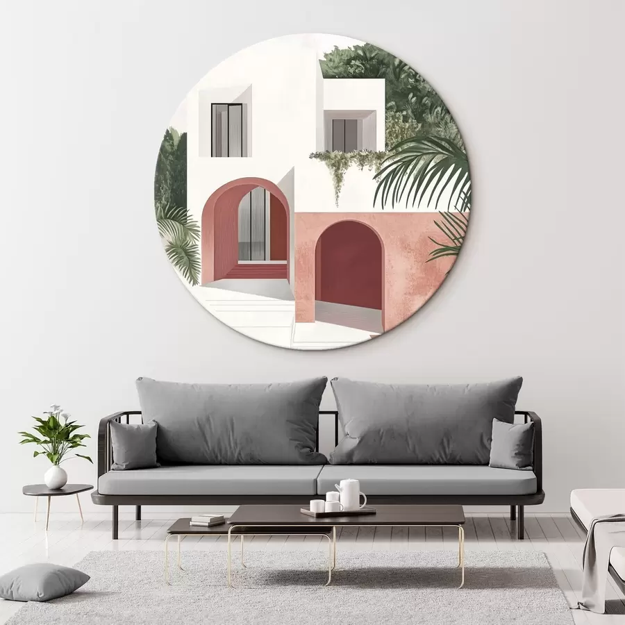 Wandbilder Villa mit tropischem Garten, mediterran, Acryl-Stil r44151