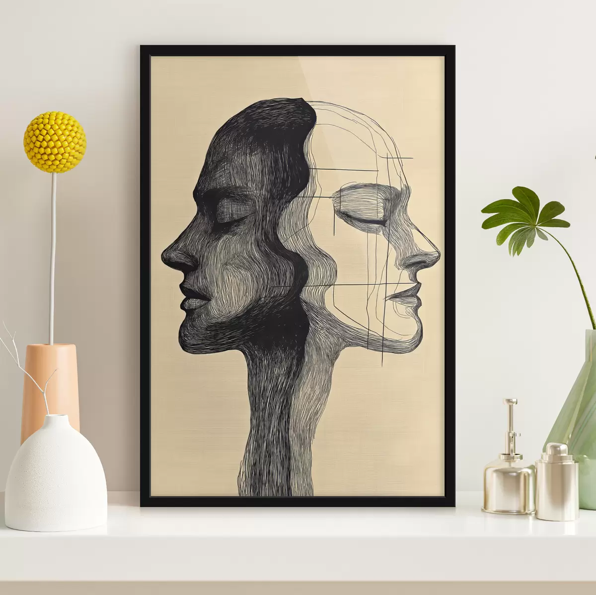 Poster Nordlichter über den Bergen f44175