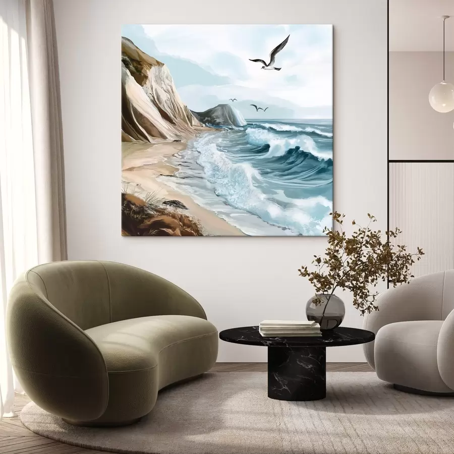 Wandbilder Sandstrand und Vögel s44222