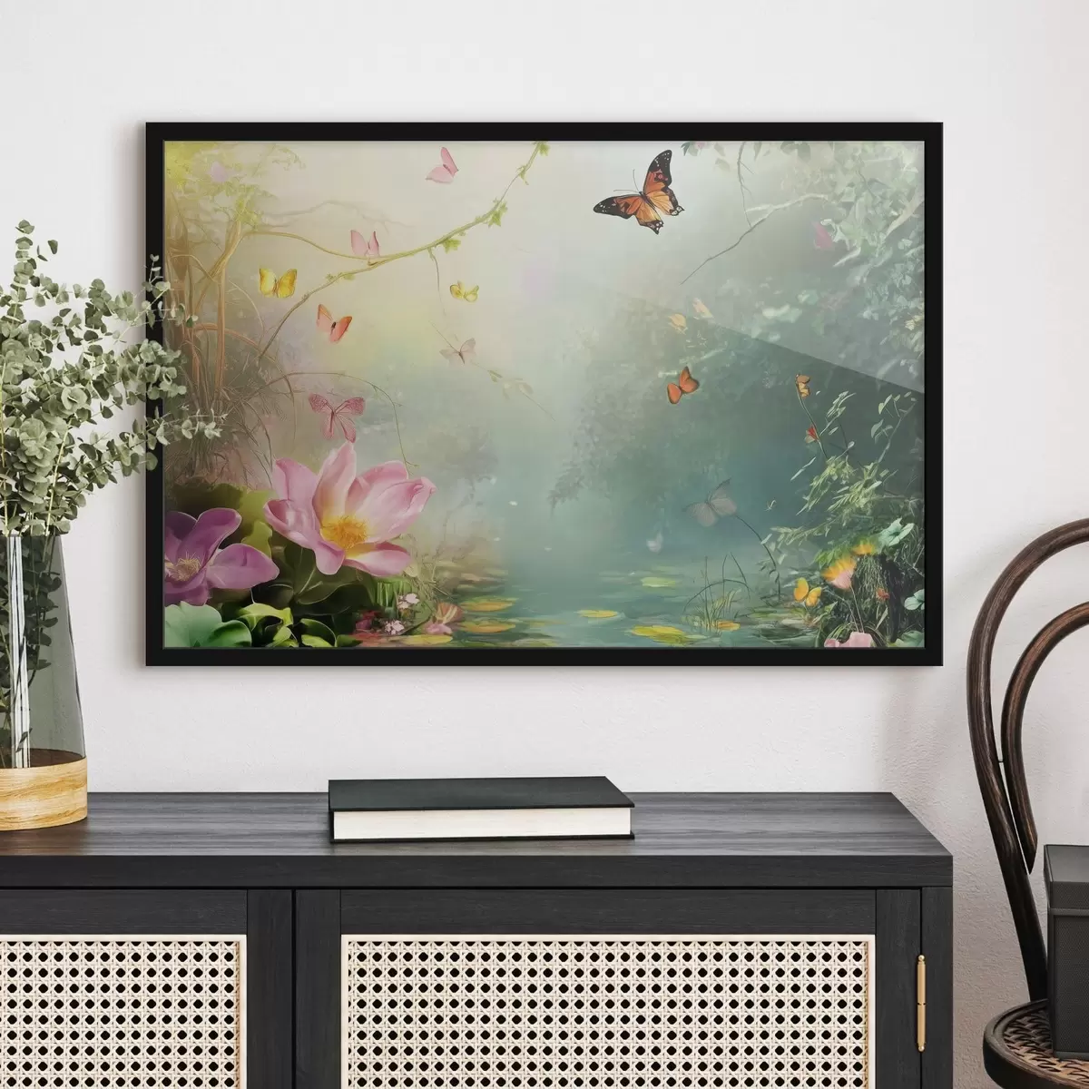 Poster See im Wald unter den Bäumen f44216