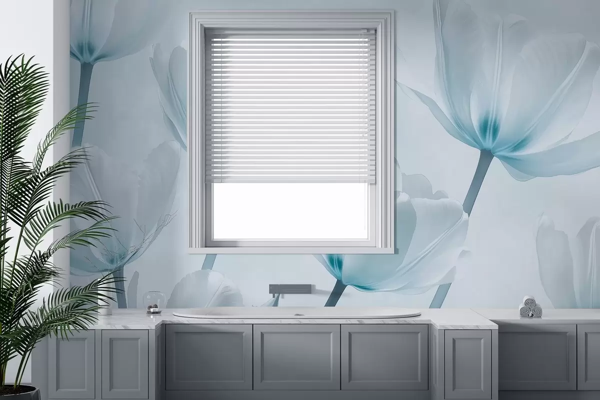 Fototapete Schöne Tulpen, blumig, blaue Farben, Realismus w03877v1