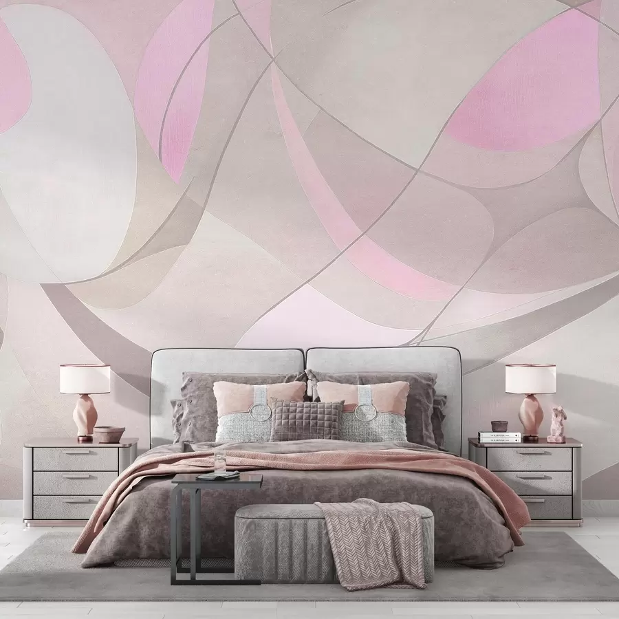 Fototapete Geometrische Abstraktion, gedämpfte rosa und beige Farben w03878v1