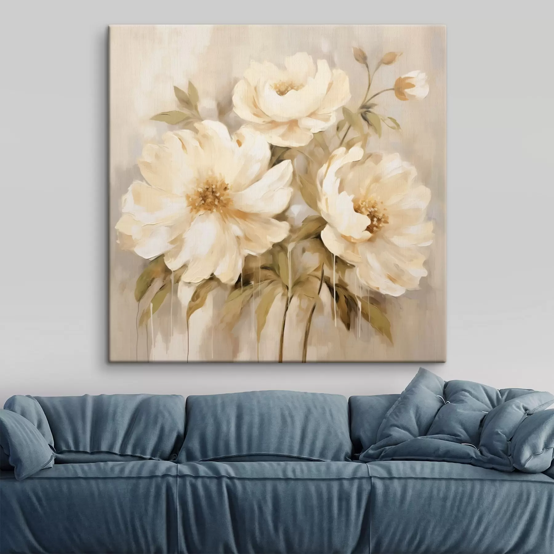 Wandbilder Florale сomposition mit weißen Blütenblättern s44043