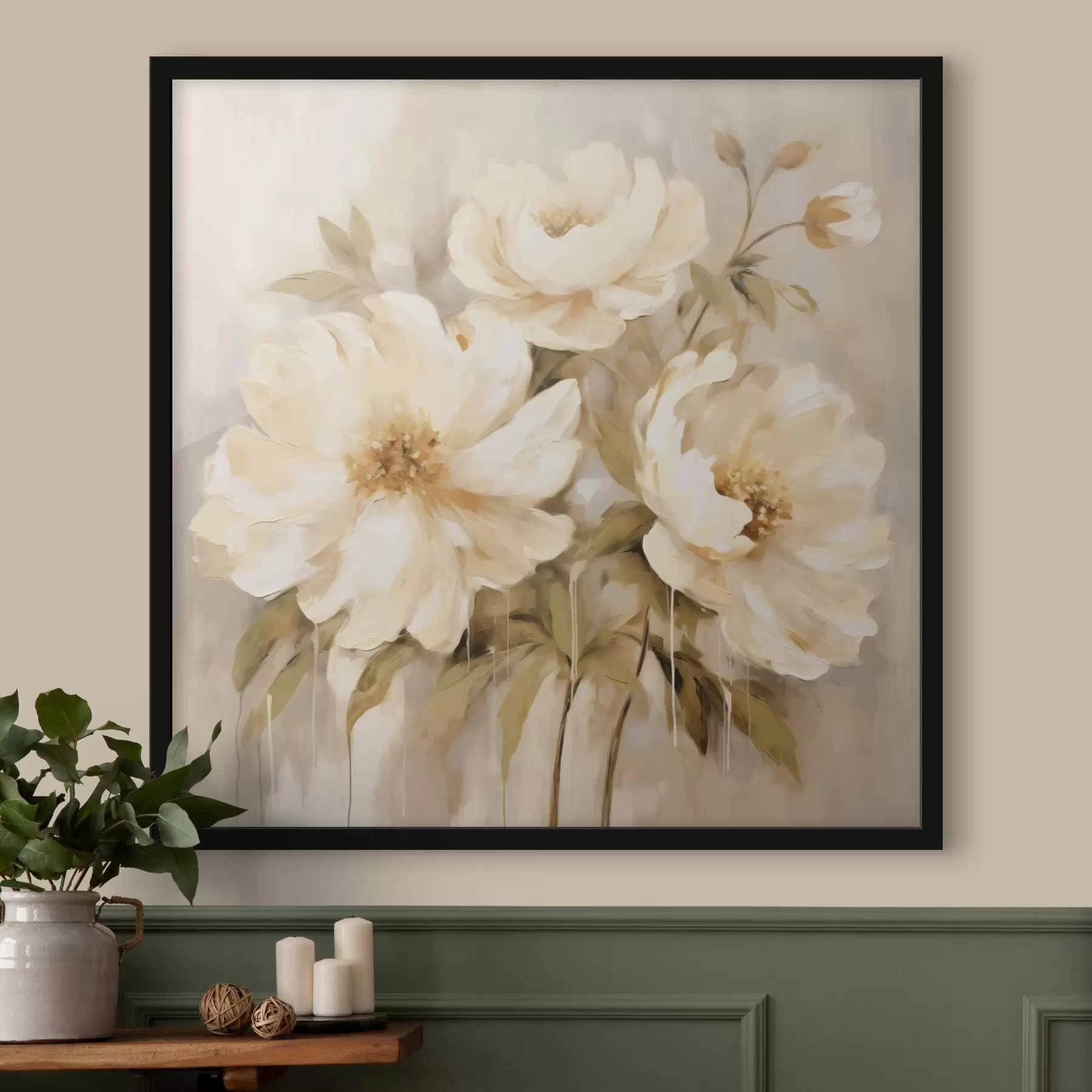 Fototapete Florale сomposition mit weißen Blütenblättern f44043