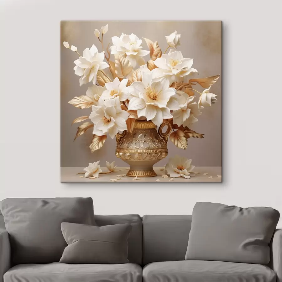 Wandbilder Zarter Blumenstrauß in einer klassischen Vase im Stil des Realismus s44237