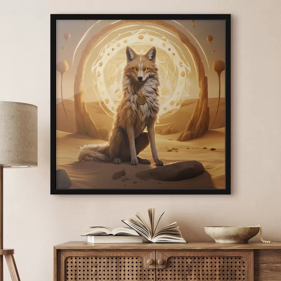 Fototapete Mystischer Fuchs in der Glut der Wüste f44246