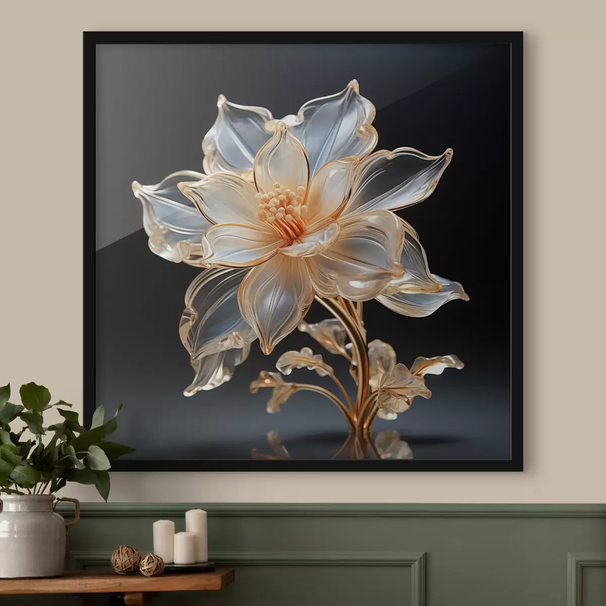 Poster Exquisite transparente Blume im minimalistischen Stil f44251