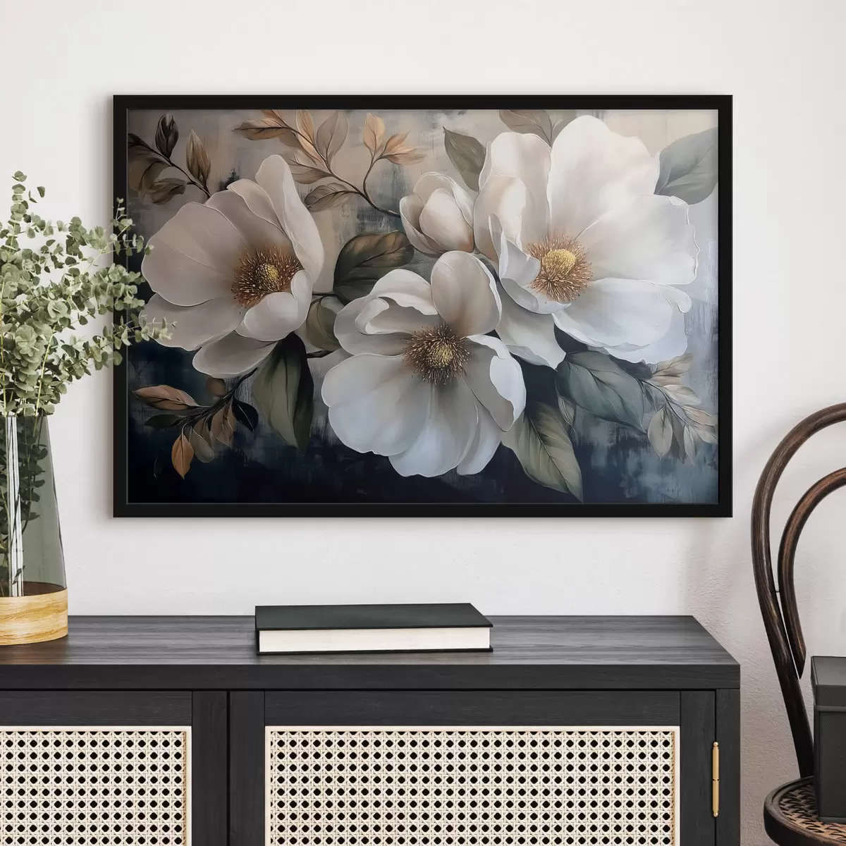 Poster Große Blumen auf einem Vintage-Hintergrund f44260