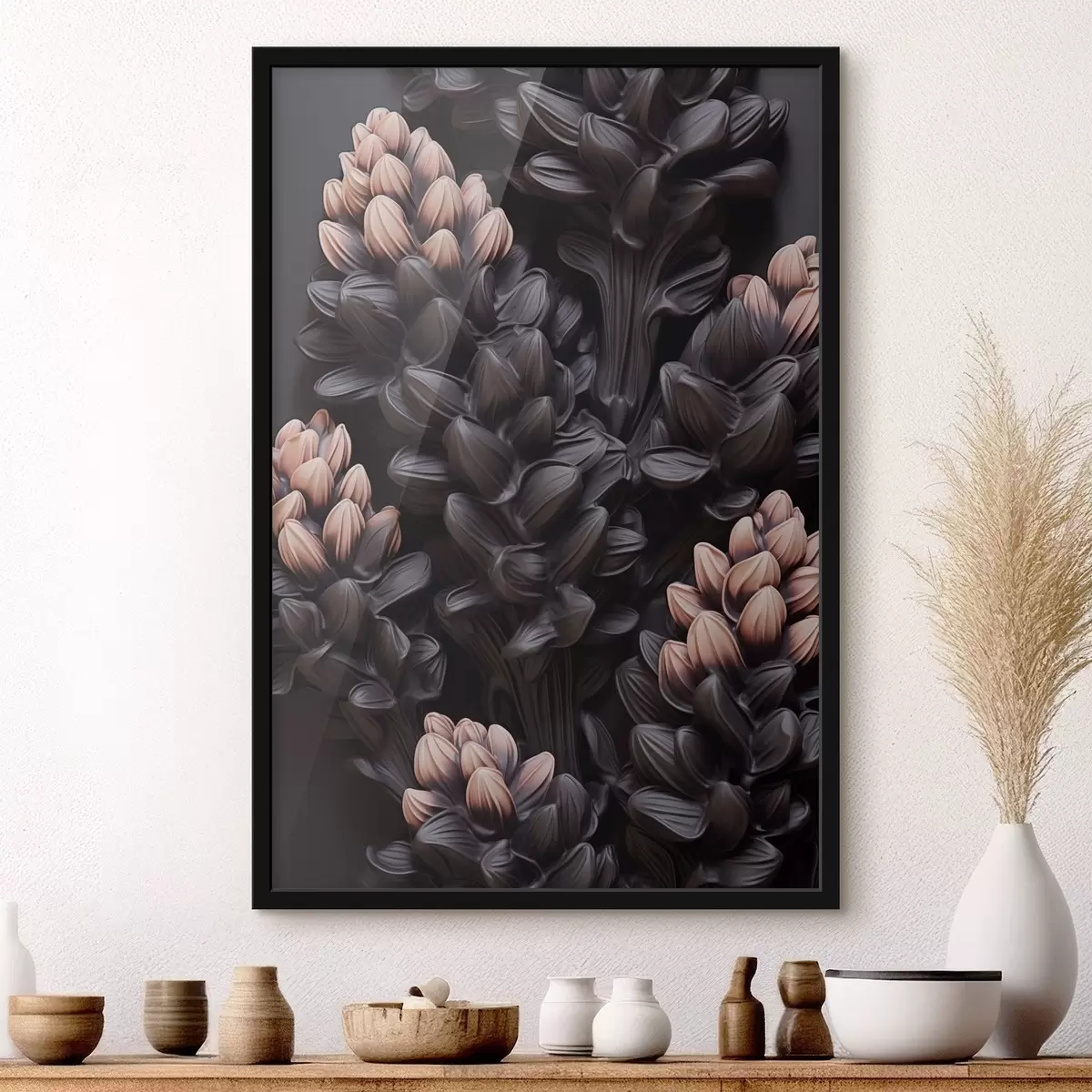 Poster Dunkle Blumen f44296