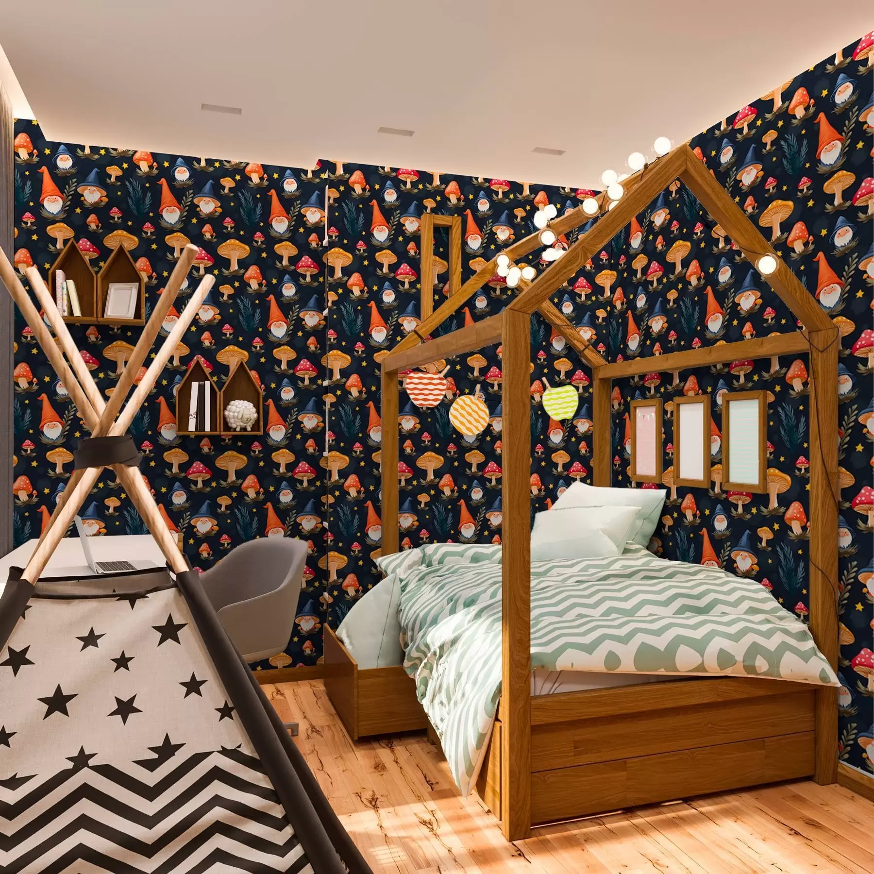 Fototapete Feenzwerge und sternenklare Nacht a00077