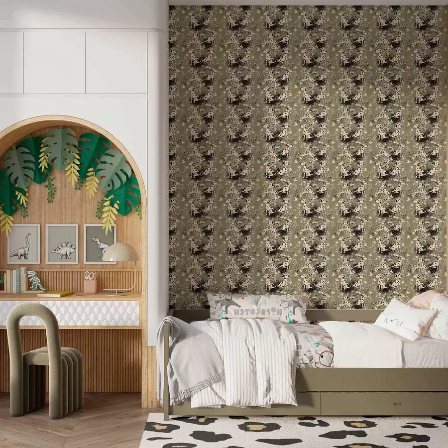 Fototapete Dalmatiner auf einem olivgrünen Hintergrund a00122